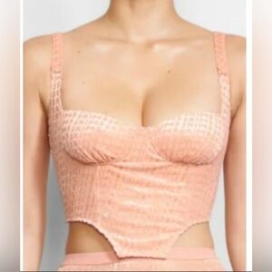 SKIMS Sienna Velvet Logo Bustier Corset Top